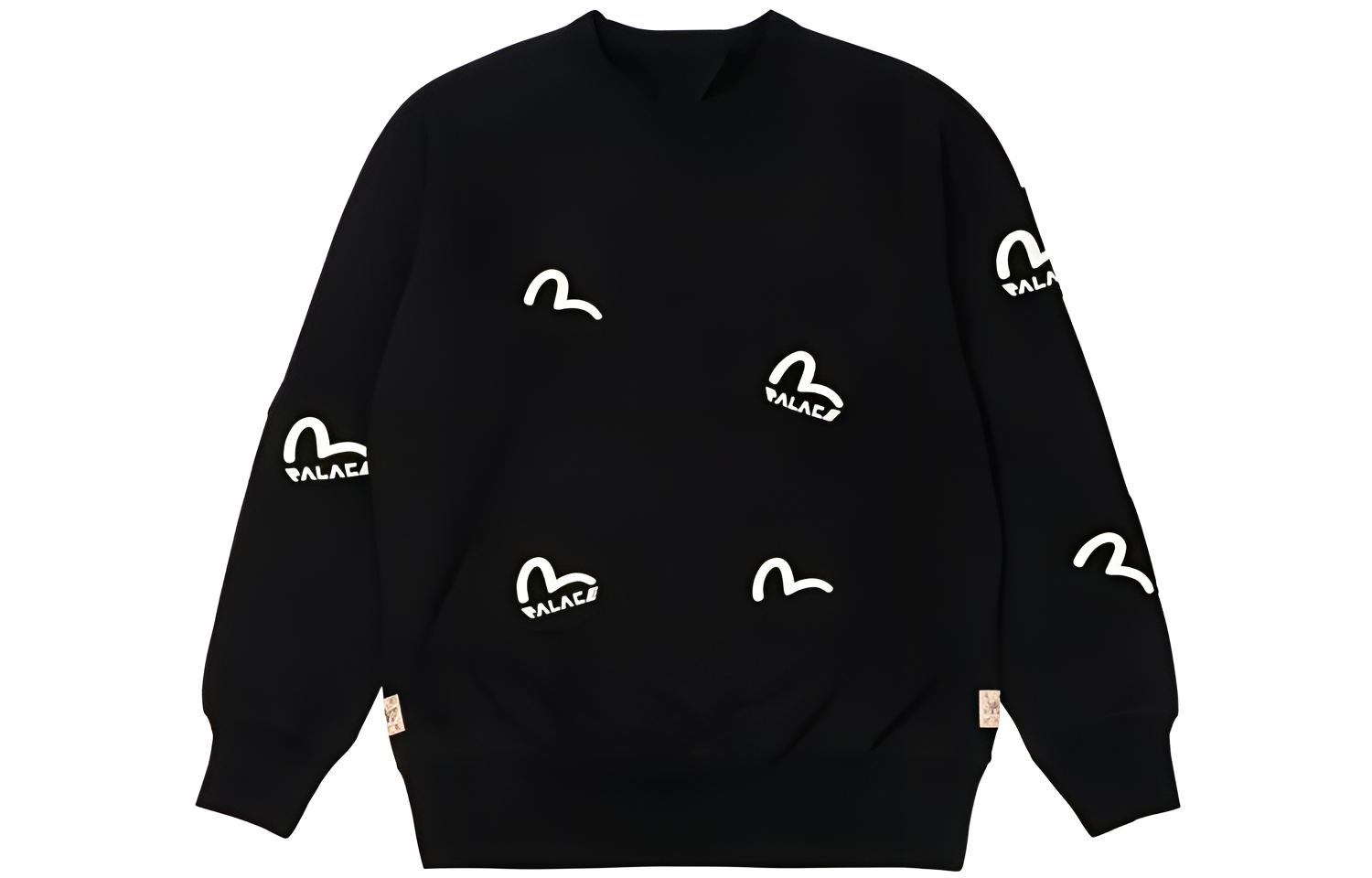 PALACE EVISU FW21 Multi Pocket Black Crewneck Sweatshirt Unisex. P21EVCW001