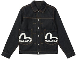 PALACE x EVISU FW21 Seagull Denim Jacket Indigo Raw Logo Black Unisex. P21EVD001 PALACE x EVISU FW21 Seagull Denim Jacket Indigo Raw Logo Black Unisex. P21EVD001
