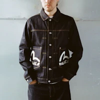 Shop PALACE x EVISU FW21 海鷗丹寧外套 原色靛藍 黑色標誌 中性款式。 P21EVD001