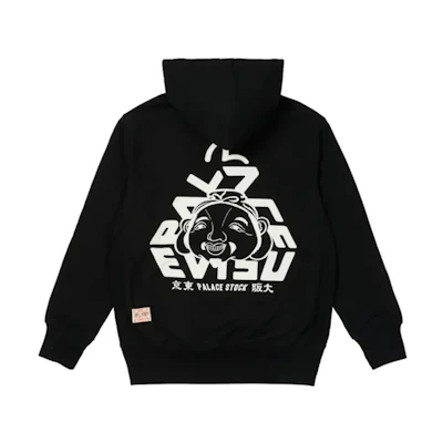 PALACE EVISU FW21 Tri-Godhead Black Hoodie Unisex Casual Pullover. P21EVHD001