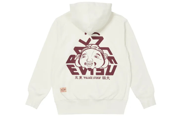PALACE EVISU FW21 Tri-Godhead Hoodie White Egret Unisex Pullover Sweater. P21EVHD002 圖 2