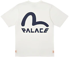 PALACE x EVISU Logo Print Crewneck T-Shirt Unisex Couple Style White P21EVTS004 PALACE x EVISU Logo Print Crewneck T-Shirt Unisex Couple Style White P21EVTS004