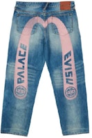 PALACE x EVISU Logo Printed Straight Jeans Unisex Blue Denim Jeans. P21EVD003 PALACE x EVISU Logo Printed Straight Jeans Unisex Blue Denim Jeans. P21EVD003