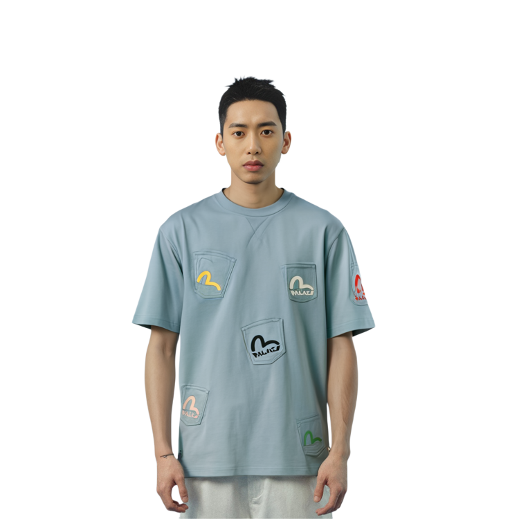 PALACE EVISU Multi Pocket T-Shirt Dusty Blue Unisex Logo Print Tee Blue. P21EVTS003 圖 4
