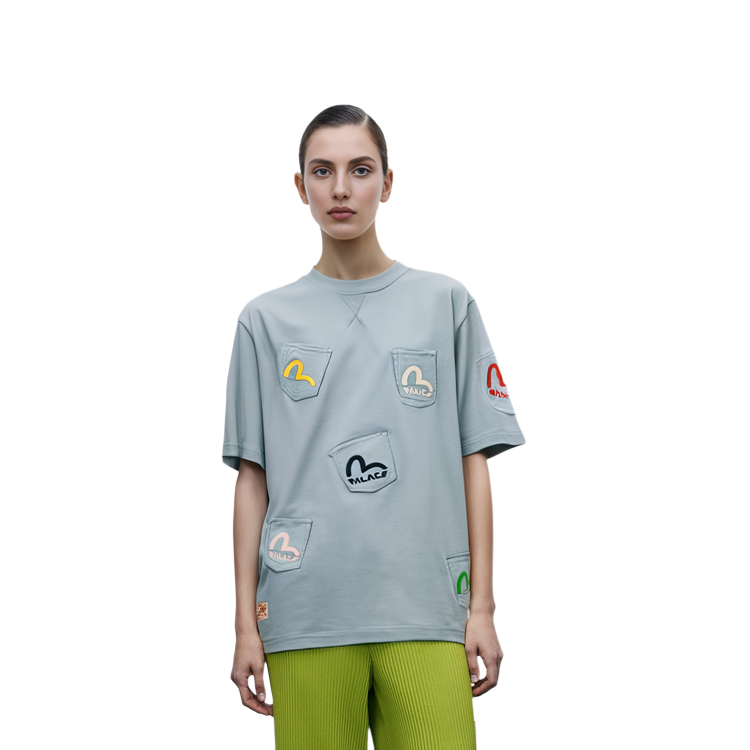 PALACE EVISU Multi Pocket T-Shirt Dusty Blue Unisex Logo Print Tee Blue. P21EVTS003 圖 5