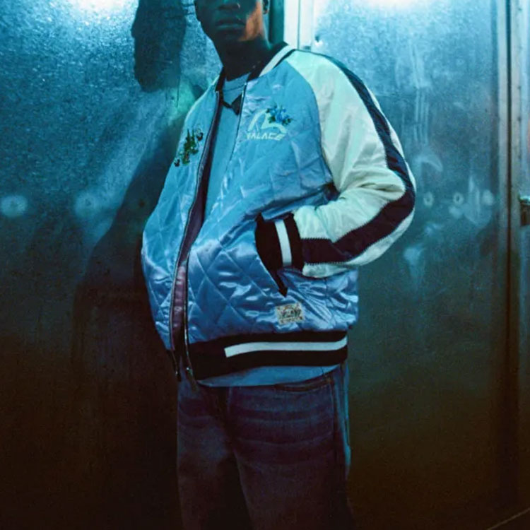 Cheap PALACE x EVISU Reversible Embroidered Dragon Logo Puffer Jacket Blue/Pink Unisex P21EVJK001