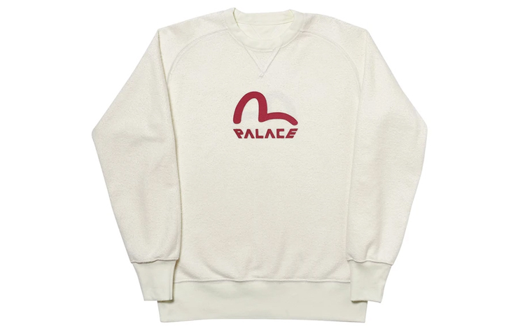 PALACE x EVISU Reversible Unisex Crewneck Pullover Sweatshirt White PAL-SS20-011