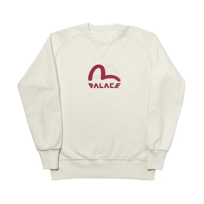 PALACE EVISU Reversible Unisex Crewneck Pullover Sweatshirt White PAL-SS20-011