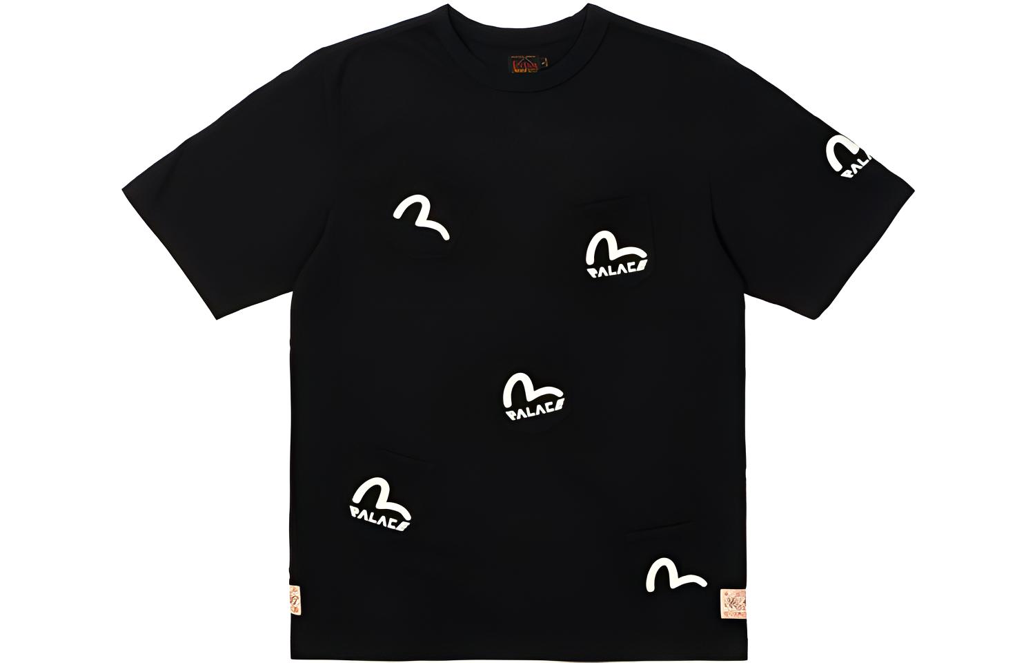 PALACE Evisu Small Logo Printed Crewneck T-Shirt Unisex Black Couple's Style P21EVTS002