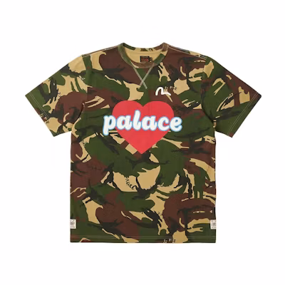 PALACE EVISU SS23 Camo Logo Heart Print T-Shirt Unisex. P24EVES004