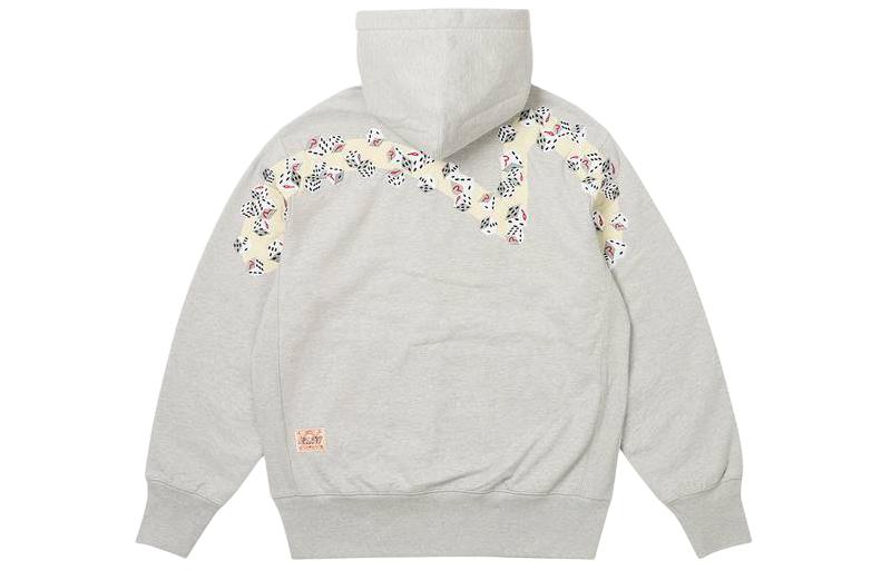 PALACE x EVISU SS24 Grey Zip-Up Logo Print Unisex Sweatshirt. 2ESPAM4SW1150OSFLGRYH