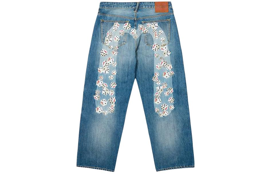 PALACE x EVISU SS24 Relaxed Fit Printed Denim Jeans Unisex Blue 2ESPAM4JE114908DNINDL