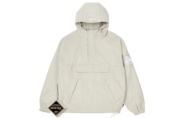 PALACE GTX Corduroy Jacket Stone Half-Zip Pullover Hoodie Grey Unisex. P21GT025