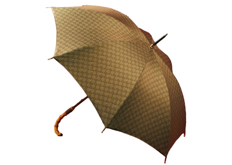 Palace x Gucci GG-P Pattern Bamboo Handle Rain Umbrella Beige/Ebony