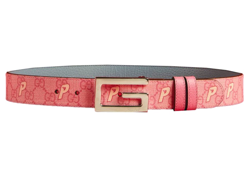Palace x Gucci GG-P Supreme G Square Buckle Reversible Belt Pale Pink/Pale Blue