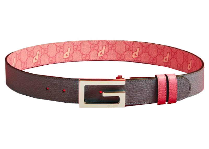 Order Cinturón Reversible Palace x Gucci GG-P Supreme Hebilla Cuadrada Rosa/Azul Claro