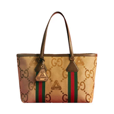 Palace x Gucci GG Jumbo Canvas Web Detail Tote Bag Beige