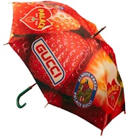 Palace x Gucci Strawberry Print Leather Handle Rain Umbrella Red Palace x Gucci Strawberry Print Leather Handle Rain Umbrella Red