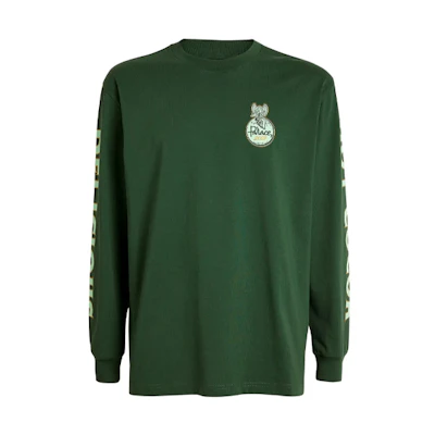 PALACE Harrods FW21 Christmas Capsule Logo Long Sleeve Tee Green Mens. PAL-FW21-386
