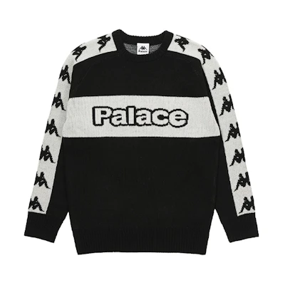 PALACE Kappa FW21 Black Knit Sweater Multicolor Logo Unisex Crewneck. P21KPKW002