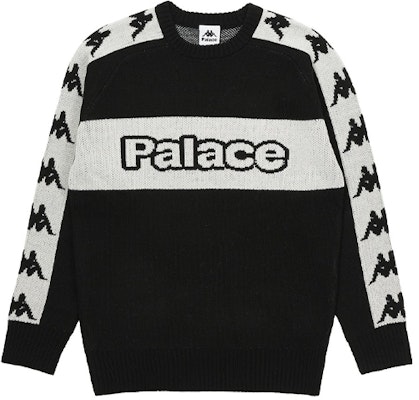 PALACE x Kappa FW21 Black Knit Sweater Multicolor Logo Unisex Crewneck. P21KPKW002 Order PALACE x Kappa FW21 Black Knit Sweater Multicolor Logo Unisex Crewneck. P21KPKW002