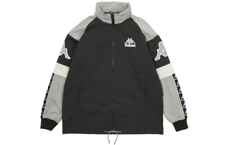 Lookbook PALACE x Kappa FW21 Warm Up Jacket Black Detachable Hood Unisex Logo Jacket. P21KPJK001