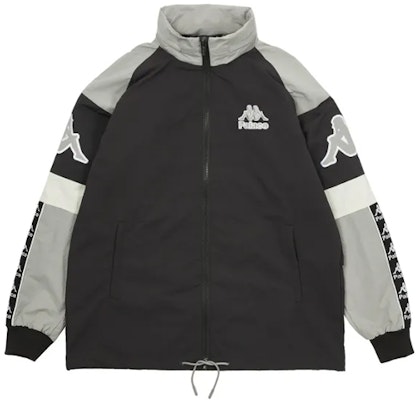 PALACE x Kappa FW21 Warm Up Jacket Black Detachable Hood Unisex Logo Jacket. P21KPJK001 Lookbook PALACE x Kappa FW21 Warm Up Jacket Black Detachable Hood Unisex Logo Jacket. P21KPJK001