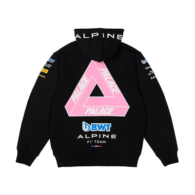 PALACE Kappa F1 FW23 Black Hoodie Unisex with Triangle Logo. 331R26W005