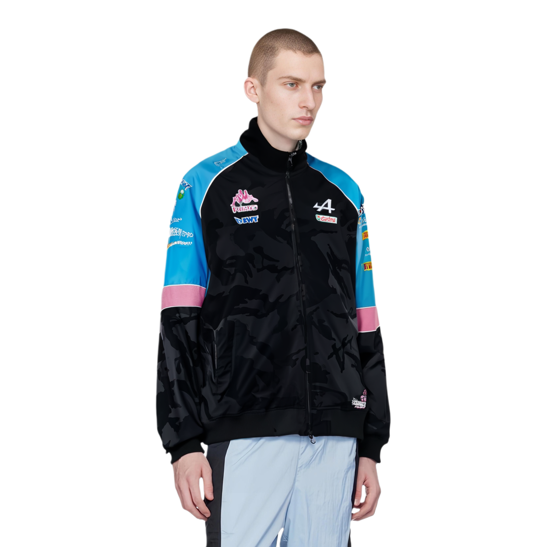Shop PALACE x Kappa x F1 FW23迷彩Logo拉链外套 男女款 黑色 331R25WA03