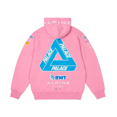 PALACE Kappa F1 FW23 Pink Hoodie with Triangle Logo Unisex. 331R26WV28