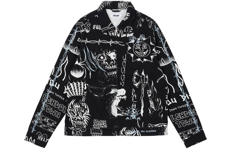 Lookbook Palace x Lotties Floral Hand-Drawn Jacket Unisex Black. P20JK002