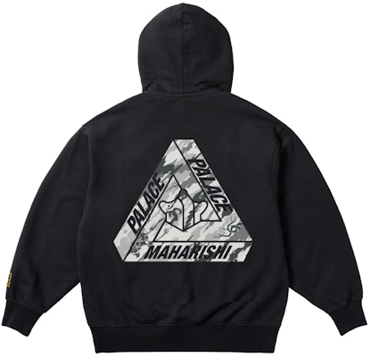 PALACE x Maharishi SS25 トライアングルロゴフーディー ブラック 男女兼用 カンガルーポケット付き P28MHCS002 Buy PALACE x Maharishi SS25 トライアングルロゴフーディー ブラック 男女兼用 カンガルーポケット付き P28MHCS002