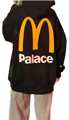 PALACE x McDonald's FW23 Hoodie Unisex - Large Logo, Solid Color, Drawstring Pullover. P25TS337 Shop PALACE x McDonald's FW23 Hoodie Unisex - Large Logo, Solid Color, Drawstring Pullover. P25TS337
