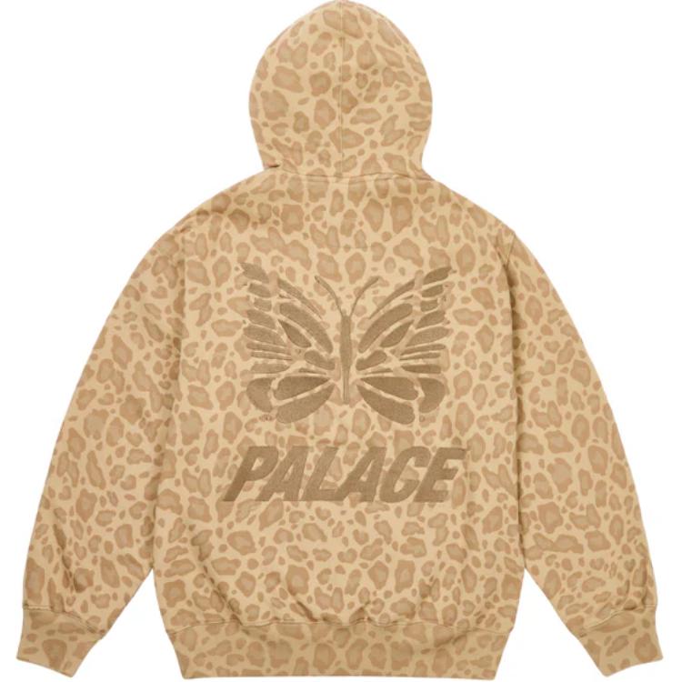 PALACE Needles FW24 Brown Hoodie Butterfly Graphic Unisex Kangaroo Pocket P27NDCS005 圖 3