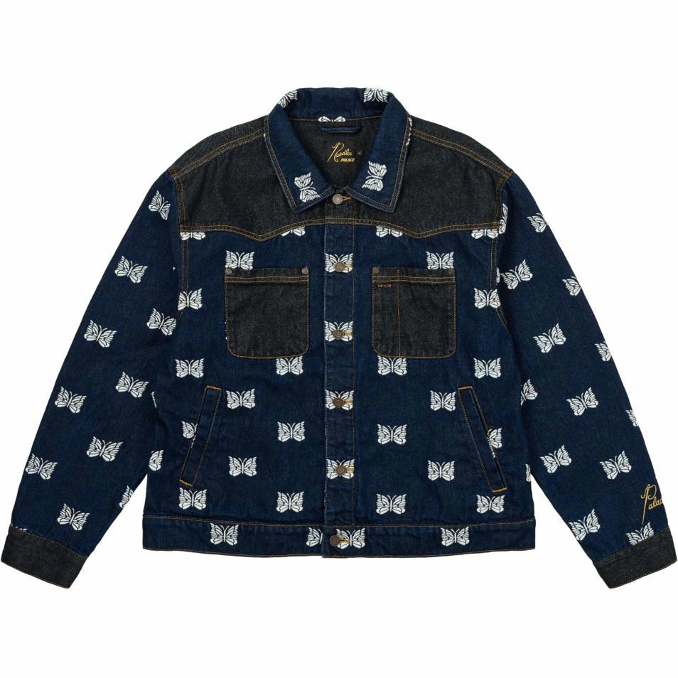 PALACE Needles FW24 Butterfly Embroidered Denim Jacket Unisex Blue. P27NDJK002 圖 2
