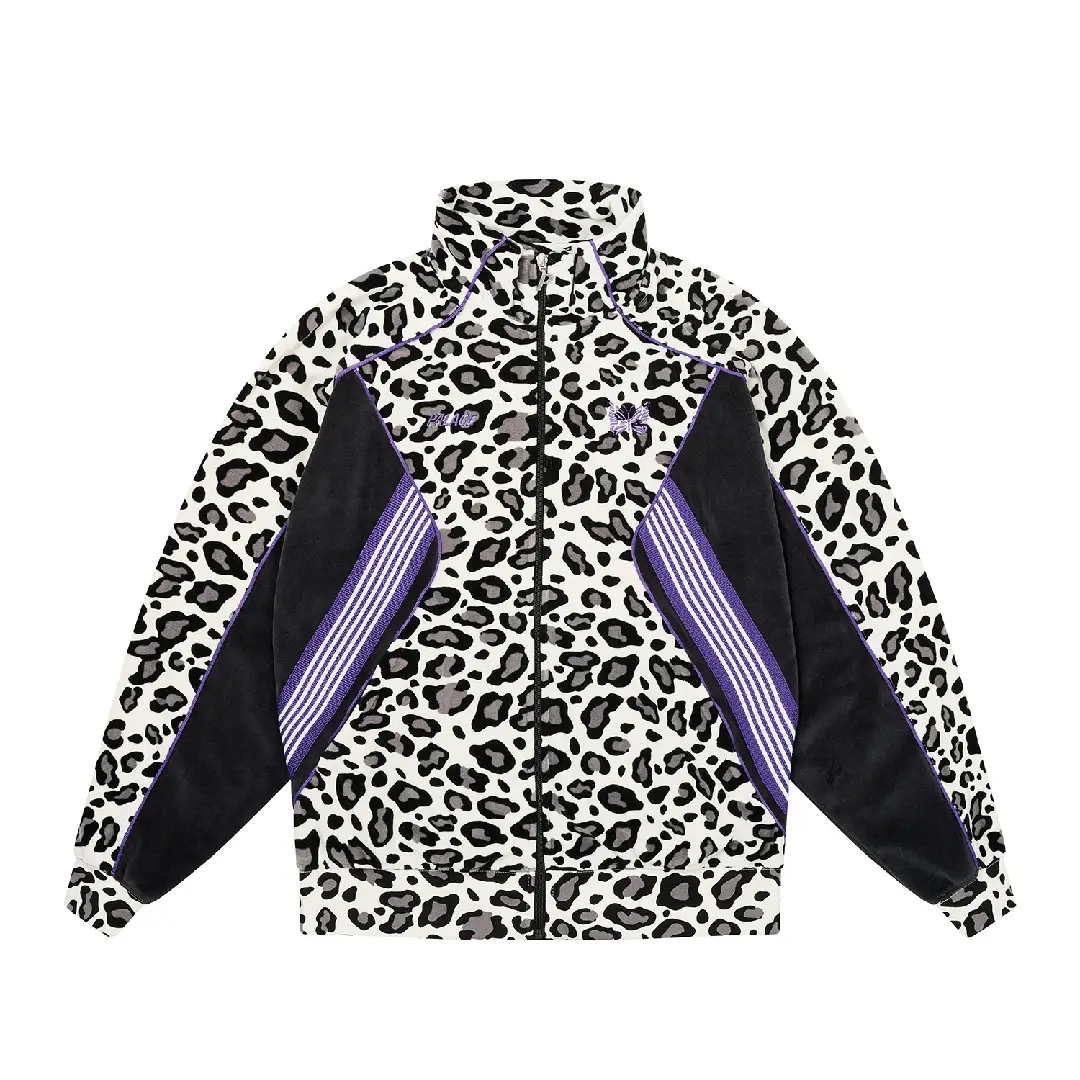 Palace x Needles FW24 Butterfly Embroidery Striped Zip Jacket Leopard White Unisex P27NDCS003