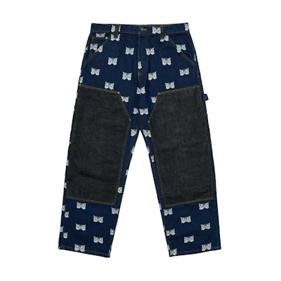 PALACE Needles FW24 Butterfly Wide-Leg Jeans Unisex Blue Denim. P27NDT002