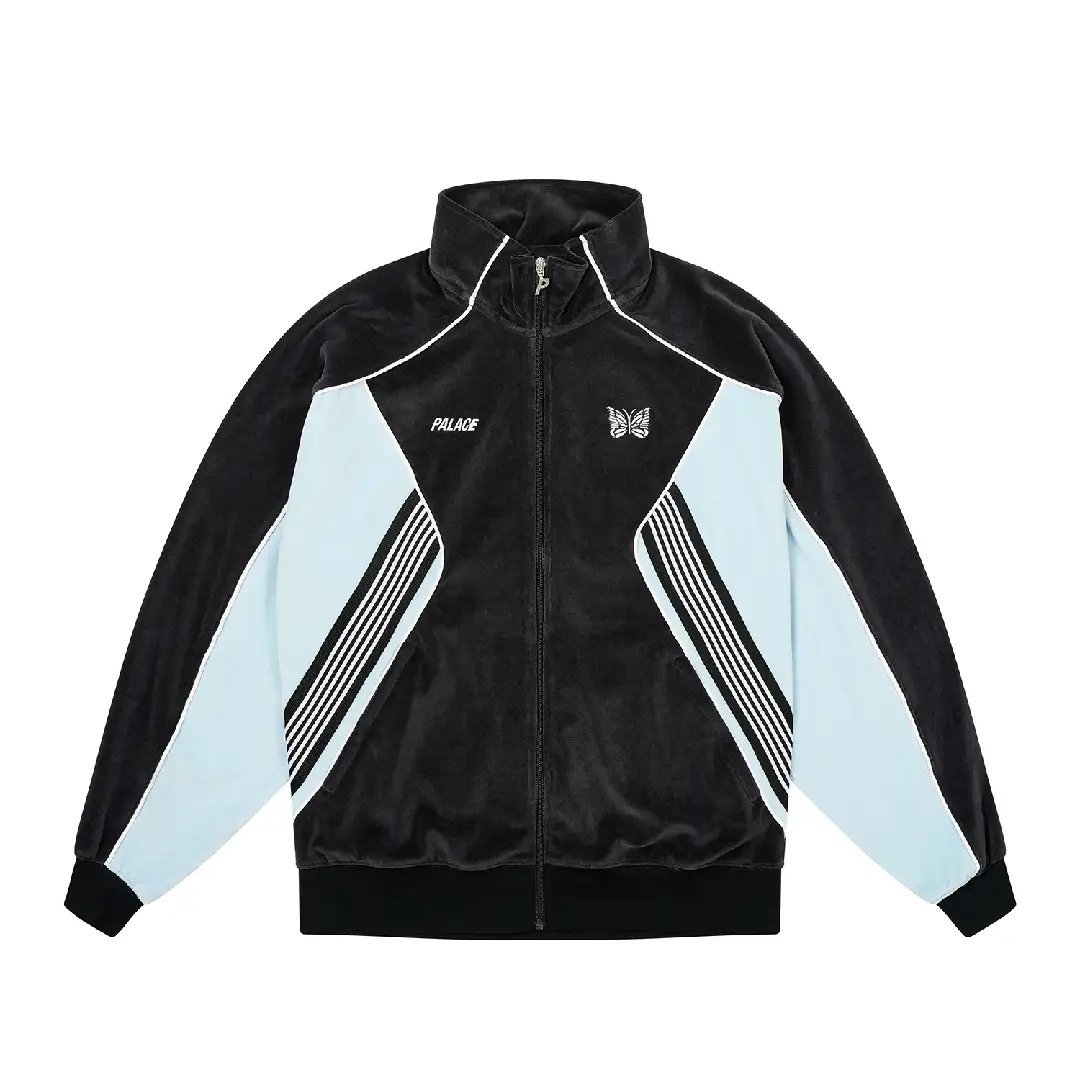 PALACE Needles FW24 Striped Zip Jacket with Butterfly Embroidery Black Unisex P27NDCS001