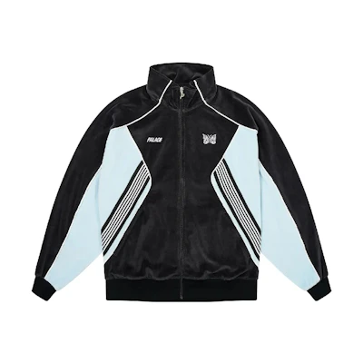 PALACE Needles FW24 Striped Zip Jacket with Butterfly Embroidery Black Unisex P27NDCS001