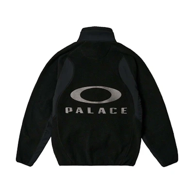PALACE Oakley FW24 Black Fleece Zip Jacket with Logo Print Unisex. P27OKJK006
