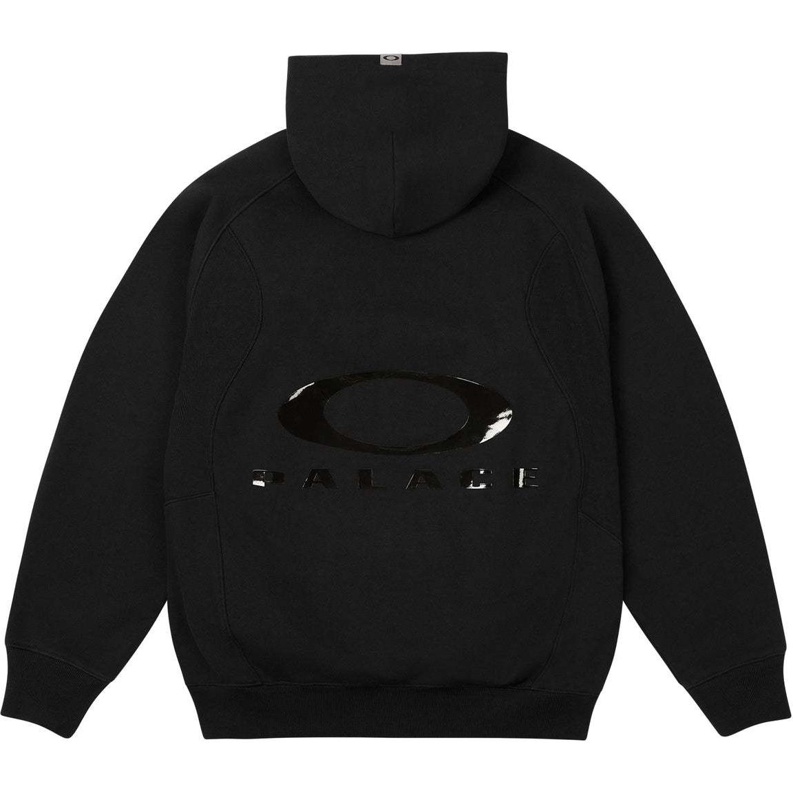 PALACE Oakley FW24 Black Kangaroo Pocket Logo Print Hoodie Unisex. P27OKCS002
