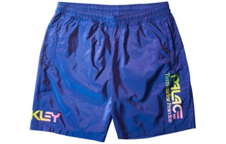 PALACE x Oakley Gradient Logo Print Casual Sports Shorts Blue Menswear. 482532