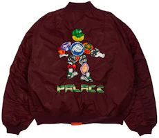 Palace x Pezlondon Pezman MA1 Jacket Burgundy Cartoon Logo Unisex Bomber P20JK113 Palace x Pezlondon Pezman MA1 Jacket Burgundy Cartoon Logo Unisex Bomber P20JK113