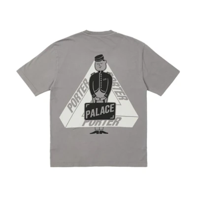 PALACE PORTER SS23 Cartoon Logo Graphic Grey Unisex T-Shirt PAL-SS23-102