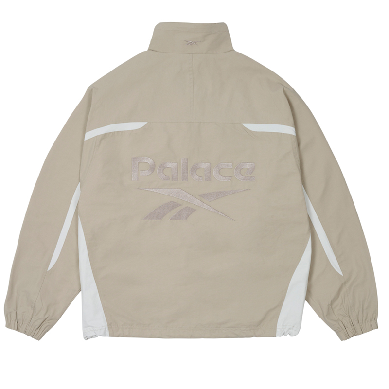Lookbook PALACE x Reebok SS24 Logo Print Zip-Up Jacket in Khaki Unisex. P26RBKJK001