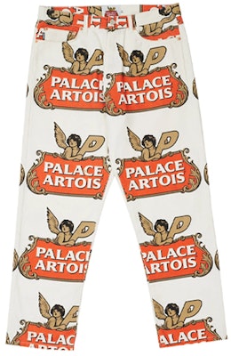 Pantalones Casuales Unisex Blancos con Logo PALACE x Stella Artois. PAL-SS21-8 Order Pantalones Casuales Unisex Blancos con Logo PALACE x Stella Artois. PAL-SS21-8