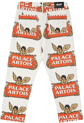 Pantalones Casuales Unisex Blancos con Logo PALACE x Stella Artois. PAL-SS21-8 Lookbook Pantalones Casuales Unisex Blancos con Logo PALACE x Stella Artois. PAL-SS21-8