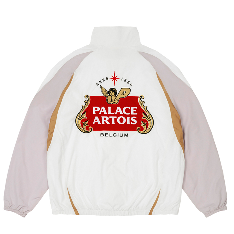 PALACE Stella Artois SS24 White Zip-Up Logo Print Jacket Unisex Long Sleeve P26STJK004