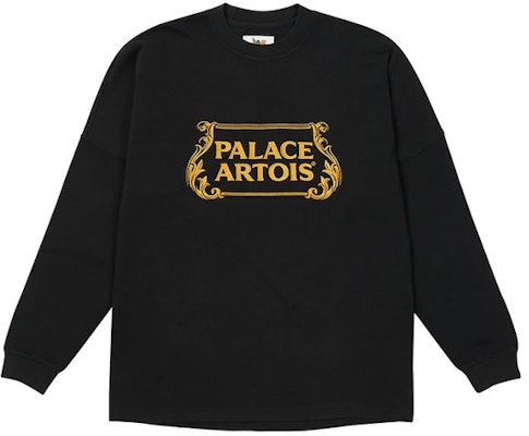 PALACE x Stella Artois Baju Long-Sleeve Hitam Unisex Lettering Kasual PAL-SS21-3 Order PALACE x Stella Artois Baju Long-Sleeve Hitam Unisex Lettering Kasual PAL-SS21-3