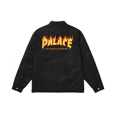 PALACE Thrasher SS24 Flame Logo Collared Jacket Unisex Black. P25THJK001